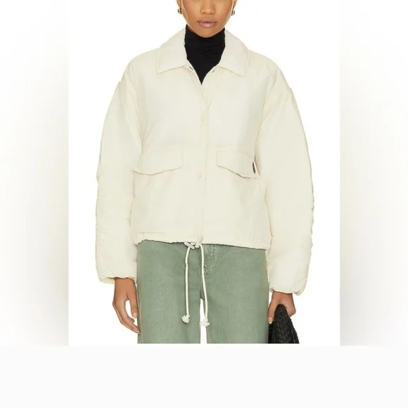 EUC Free People Off The Bleachers Coaches Jacket Size S Sea Salt Coastal Cruise - Picture 4 of 16